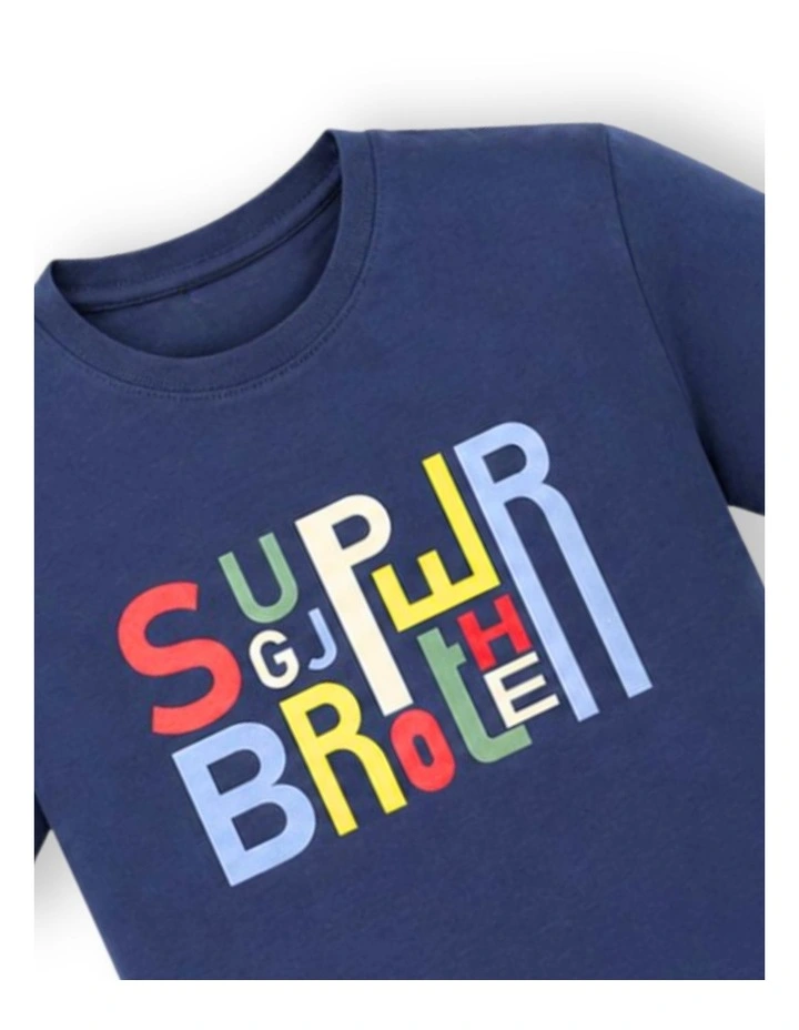 G & J Short Sleeve T-Shirt | Navy | Super brother image 4