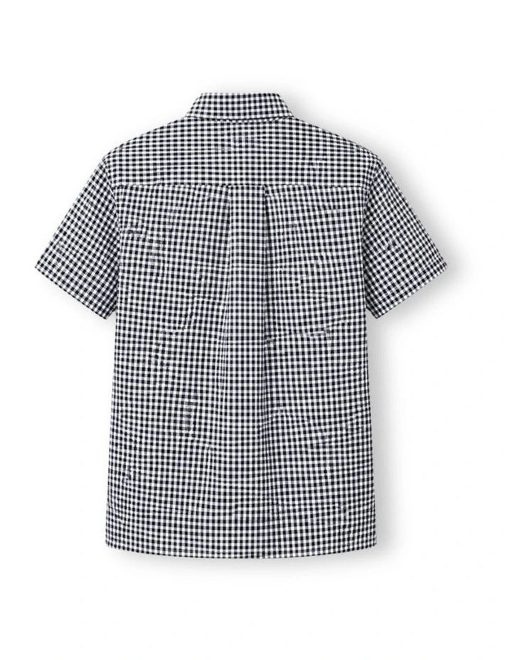 G & J Printed Check Short Sleeve Shirts | Navy Check image 2