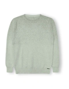 G & J Girl's Fine Knit Crew Neck Jumper | Sage | Sparkle