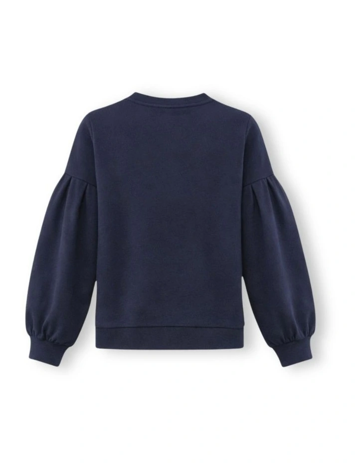 G & J Long Sleeve Pleated Sweat | Navy | Flowers image 2