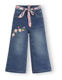 G & J Floral Embroidered Wide Leg Jeans