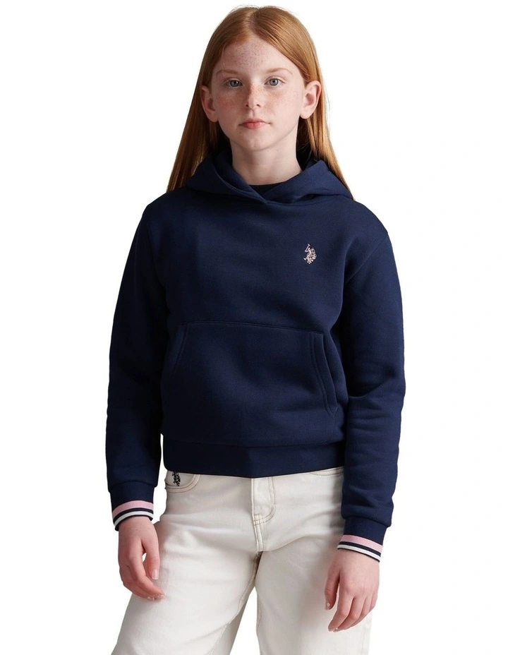 Girls Double Horsemen Overhead Hoodie Navy Iris image 1