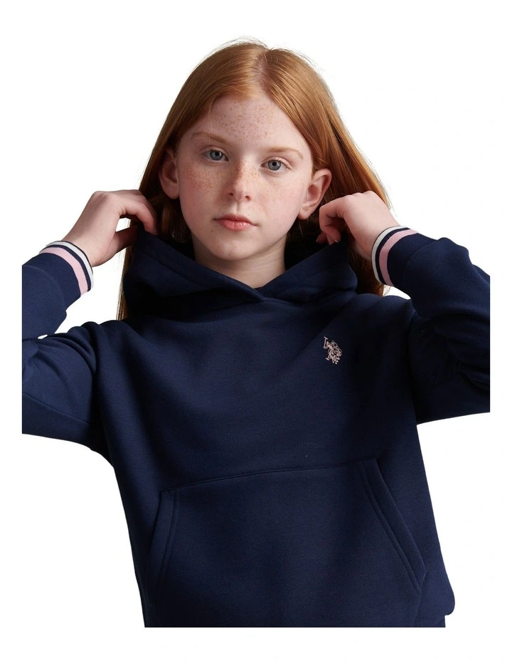Girls Double Horsemen Overhead Hoodie Navy Iris image 2