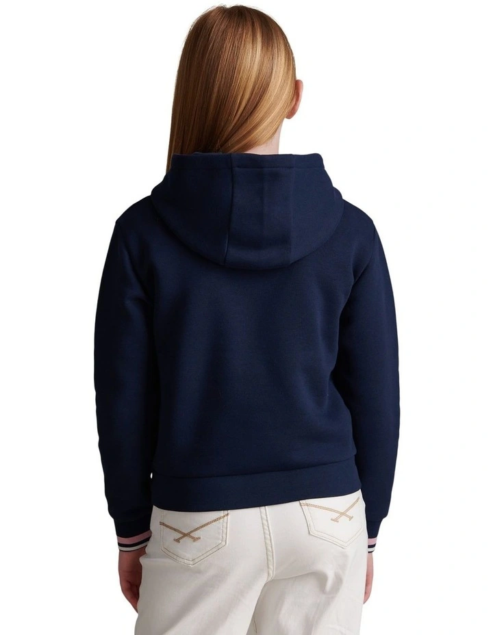 Girls Double Horsemen Overhead Hoodie Navy Iris image 4