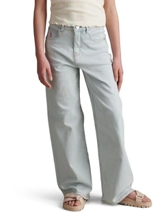 Girls Wide Leg Denim Jeans Light Wash