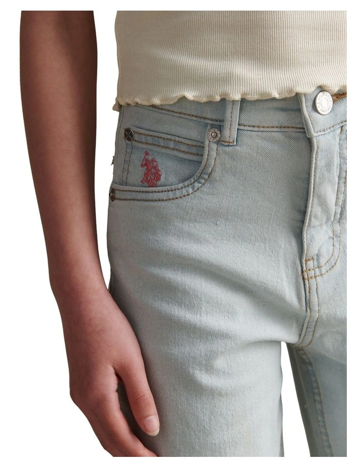 Girls Wide Leg Denim Jeans Light Wash image 2