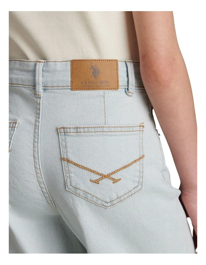 Girls Wide Leg Denim Jeans Light Wash image 5