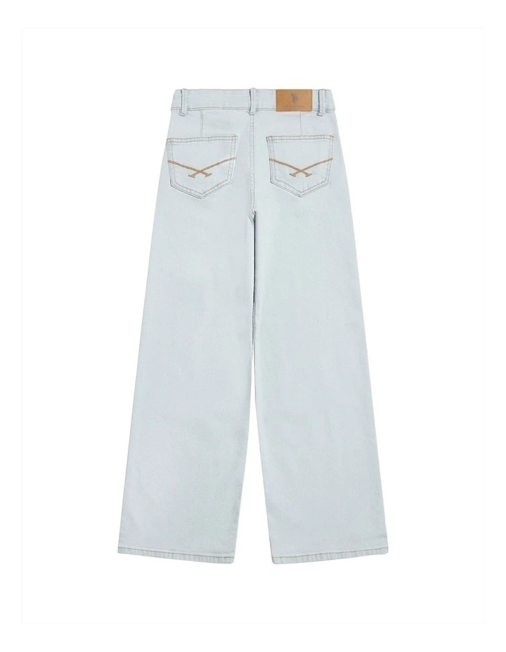 Girls Wide Leg Denim Jeans Light Wash image 7