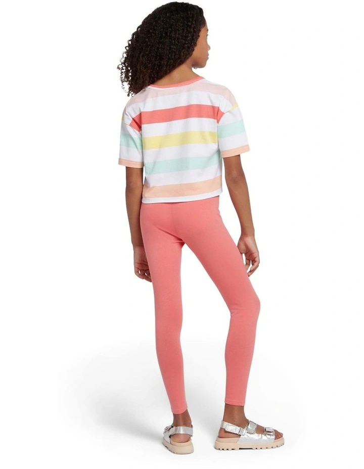 Girls Stripe T-Shirt & Legging Set in Sugar Coral image 2