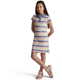 Girls Tri Colour Stripe Polo Dress Open Air