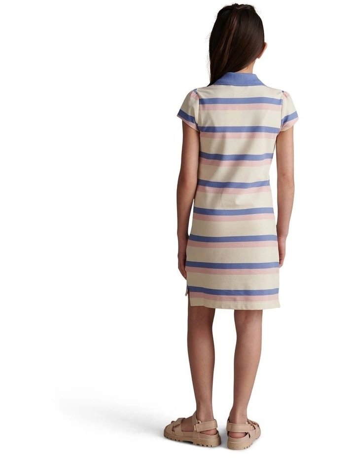Girls Tri Colour Stripe Polo Dress Open Air image 3