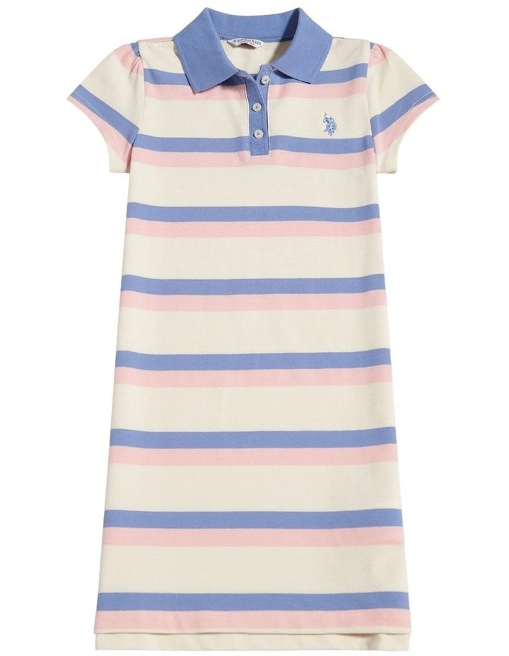 Girls Tri Colour Stripe Polo Dress Open Air image 4