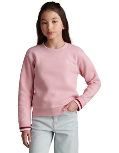 Girls Double Horsemen Crew Sweatshirt Pink Nectar