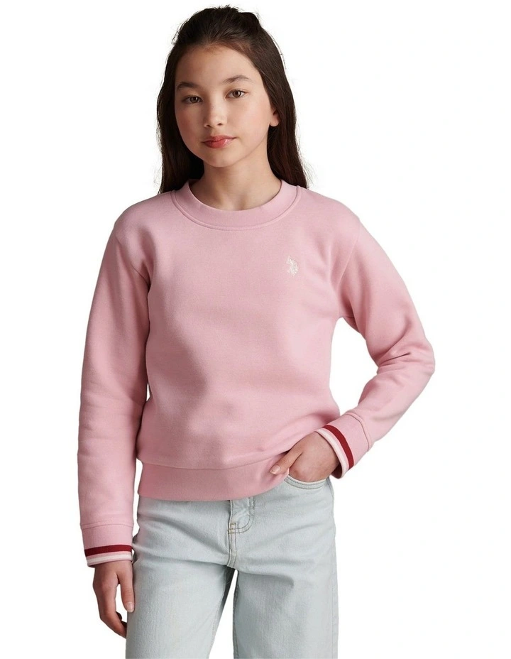 Girls Double Horsemen Crew Sweatshirt Pink Nectar image 1