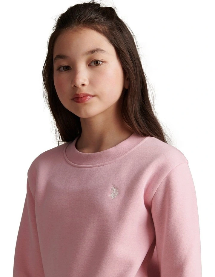 Girls Double Horsemen Crew Sweatshirt Pink Nectar image 2