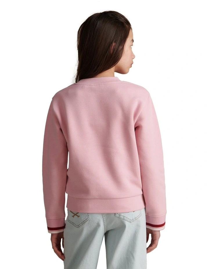Girls Double Horsemen Crew Sweatshirt Pink Nectar image 4