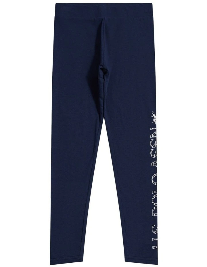 Girls Branded Jersey Leggings Navy Iris image 5