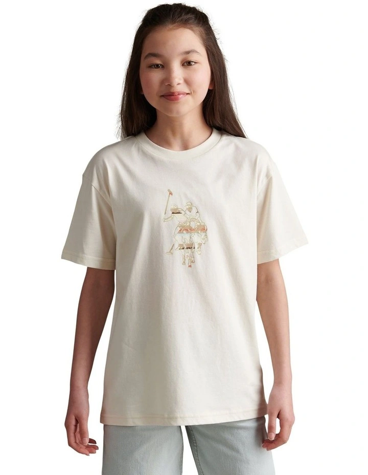 Girls Oversized Double Horsemen Graphic T-Shirt Marshmallow image 1