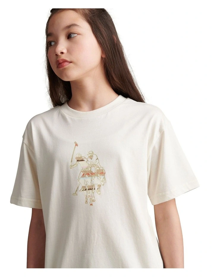 Girls Oversized Double Horsemen Graphic T-Shirt Marshmallow image 2
