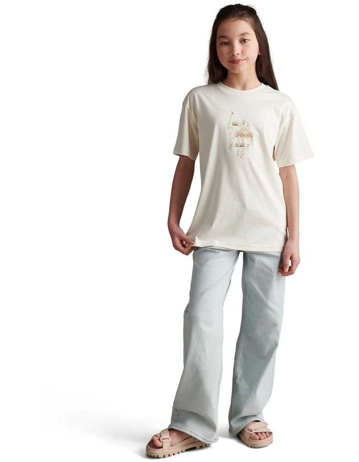 Girls Oversized Double Horsemen Graphic T-Shirt Marshmallow image 3