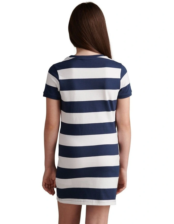 Girls Striped T-Shirt Dress Navy Iris image 4