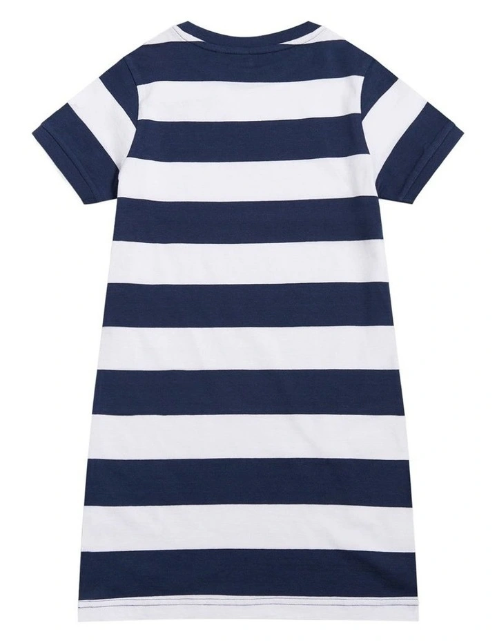 Girls Striped T-Shirt Dress Navy Iris image 6