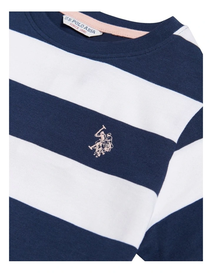 Girls Striped T-Shirt Dress Navy Iris image 7