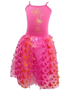Butterfly Hot Pink & Gold Multi-layered Dress