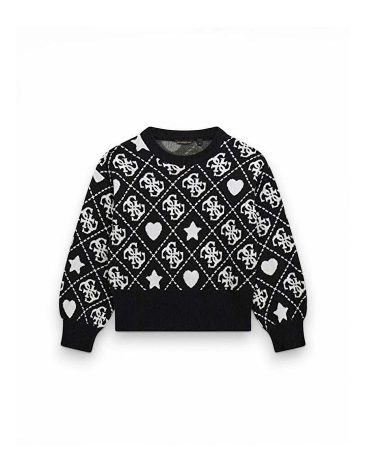 Monogram Intarsia Sweater in Black Multi image 1