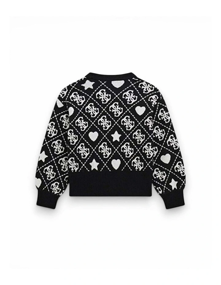 Monogram Intarsia Sweater in Black Multi image 2