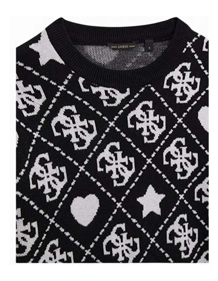 Monogram Intarsia Sweater in Black Multi image 3