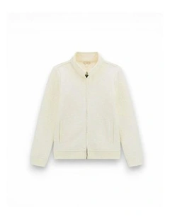 Full Zip Jacket in White Jacquard