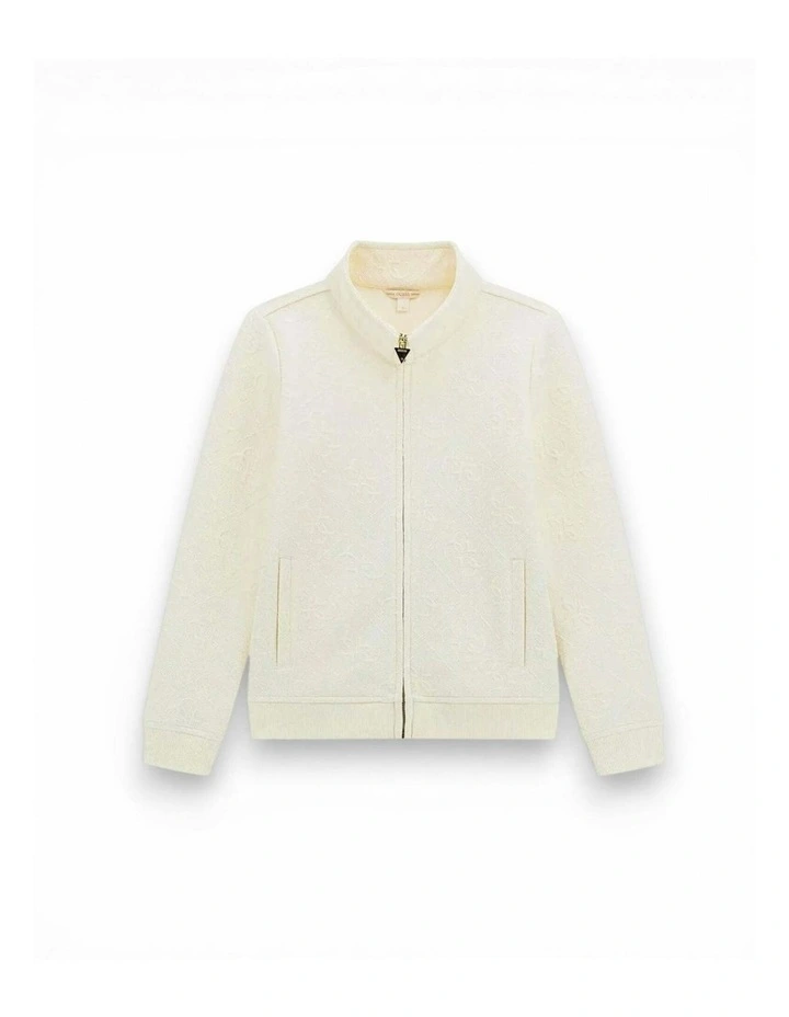 Full Zip Jacket in White Jacquard image 1