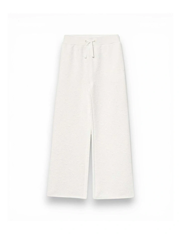 Jacquard Wide Leg Pants in White image 1
