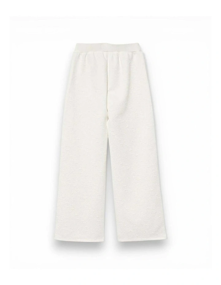 Jacquard Wide Leg Pants in White image 2