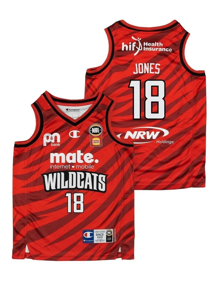 Perth Wildcats 25/26 Youth Primary Mason Jones Jersey Pack of 2 in Red image 1