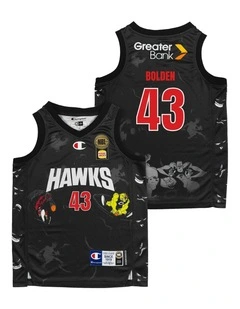 Illawarra Hawks 25/26 Youth Space Jam Jonah Bolden Jersey Pack of 2 in Black