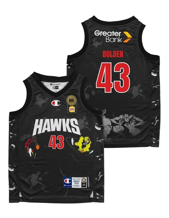 Illawarra Hawks 25/26 Youth Space Jam Jonah Bolden Jersey Pack of 2 in Black image 1