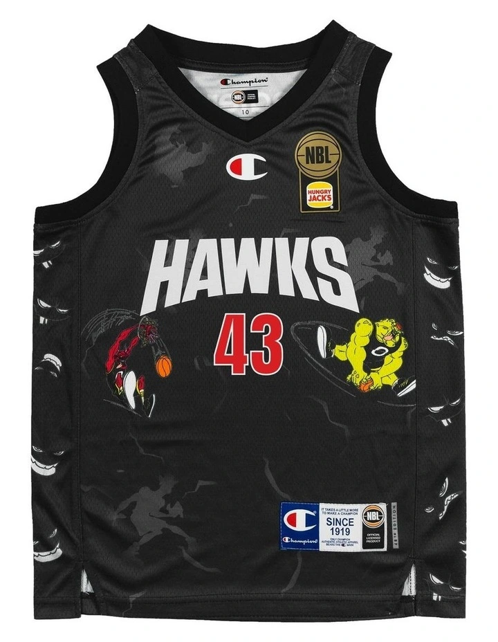 Illawarra Hawks 25/26 Youth Space Jam Jonah Bolden Jersey Pack of 2 in Black image 3
