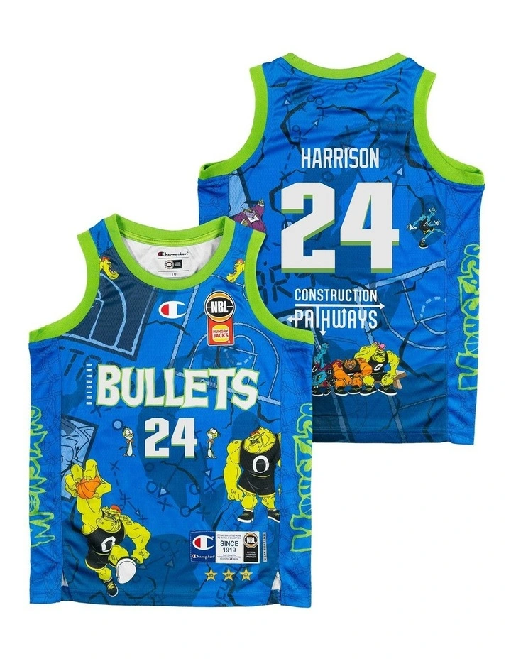 Brisbane Bullets 25/26 Youth Space Jam Jersey - Tyrell Harrison image 1