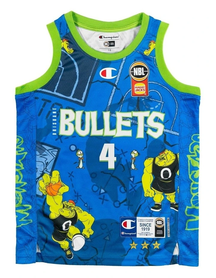 Alex Ducas Brisbane Bullets 25/26 Youth Space Jam Jersey in Blue image 3