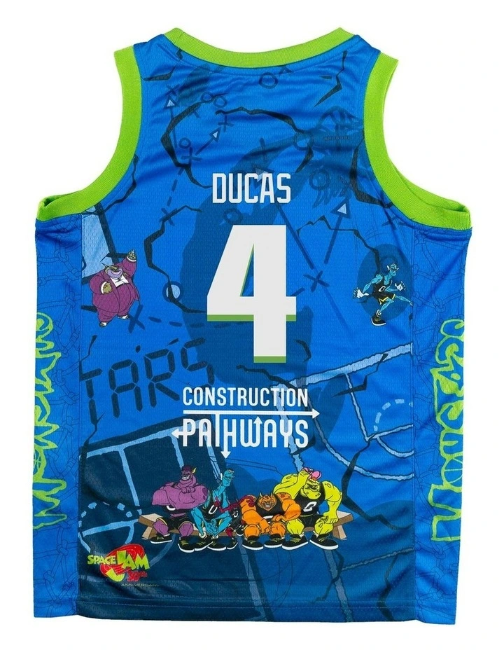 Alex Ducas Brisbane Bullets 25/26 Youth Space Jam Jersey in Blue image 4