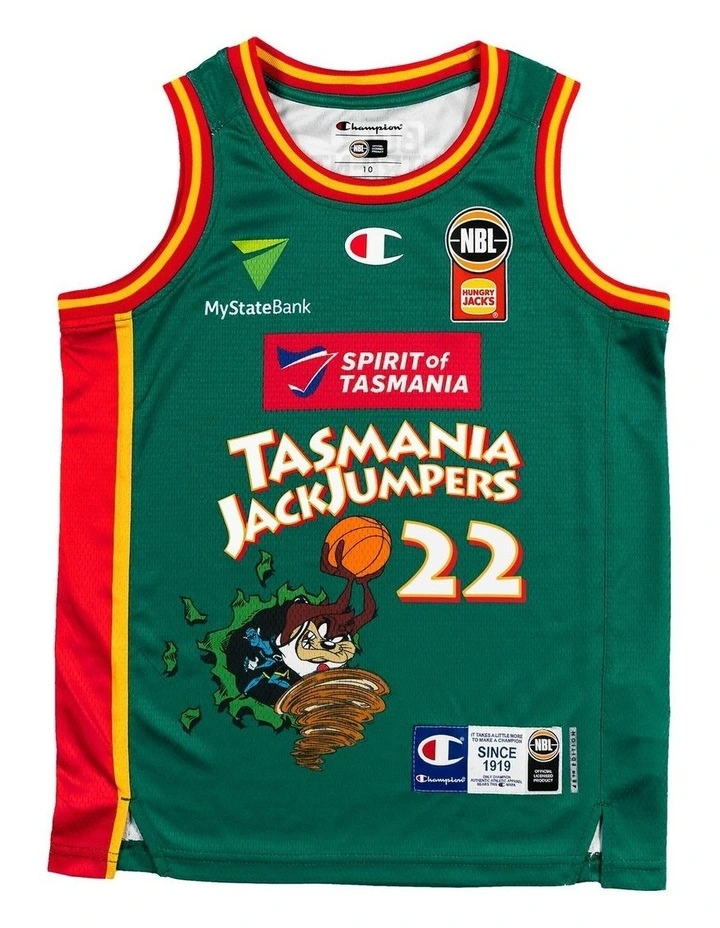 Will Magnay Tasmania JackJumpers 25/26 Youth Space Jam Jersey in Green image 3
