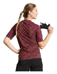 ST 500 Short-Sleeved Mountain Bike Jersey Top in Burgundy