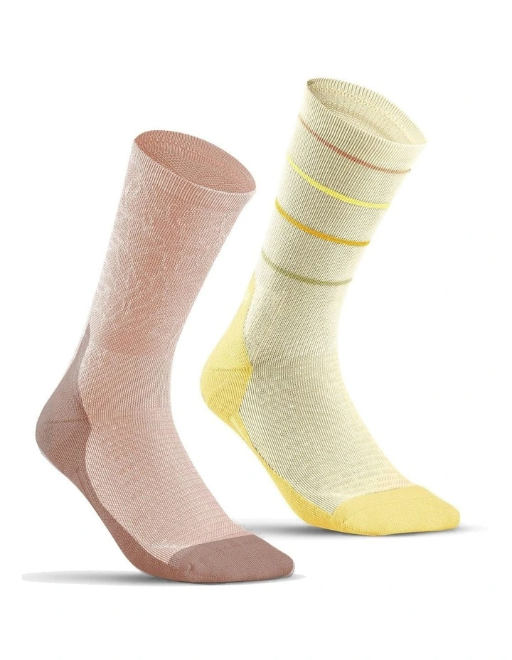 Hiking sock 100 High - Lime & Flora - 2-Pack image 1