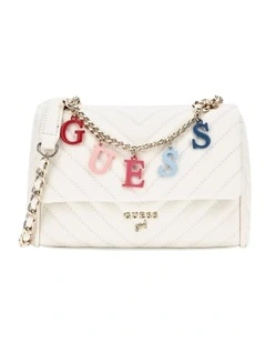 Fancy Combo Crossbody Flap Bag in White