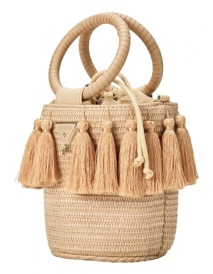 Straw Bucket Bag in Brown image 2