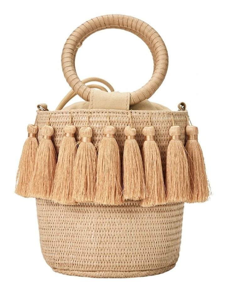 Straw Bucket Bag in Brown image 5