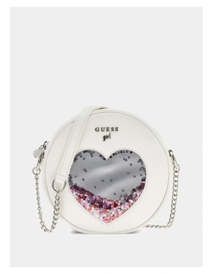 Sequin Circle Bag in White image 5