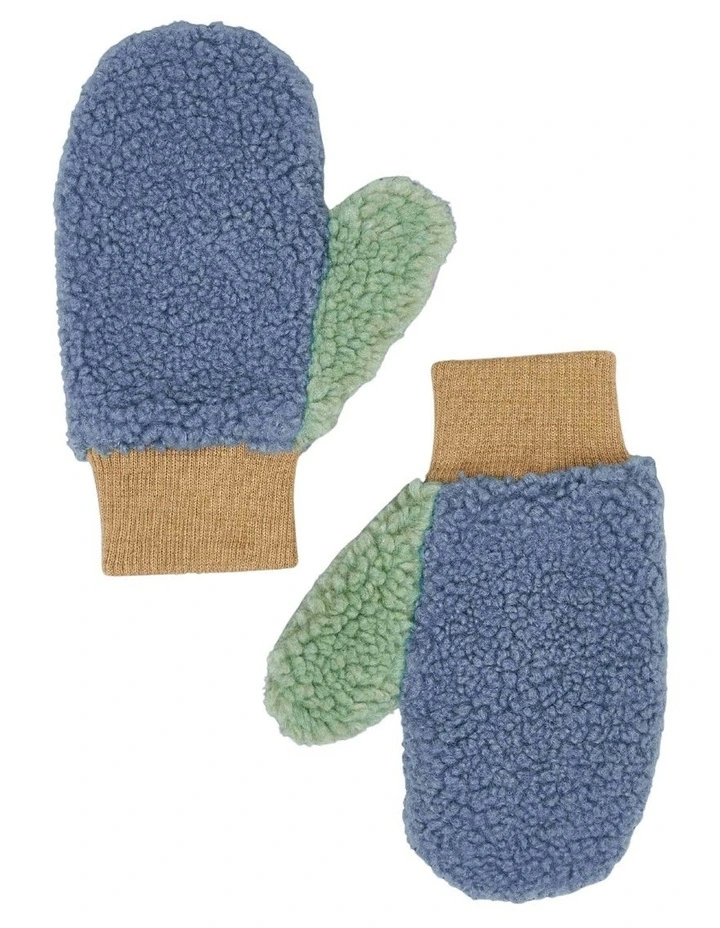 Fleece Mittens - Blue/beige image 1